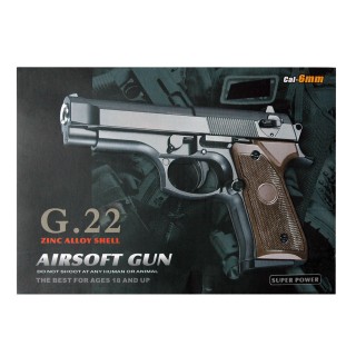 Softair Pistole G22, aus Metall, Kaliber 6mm, Federdruck